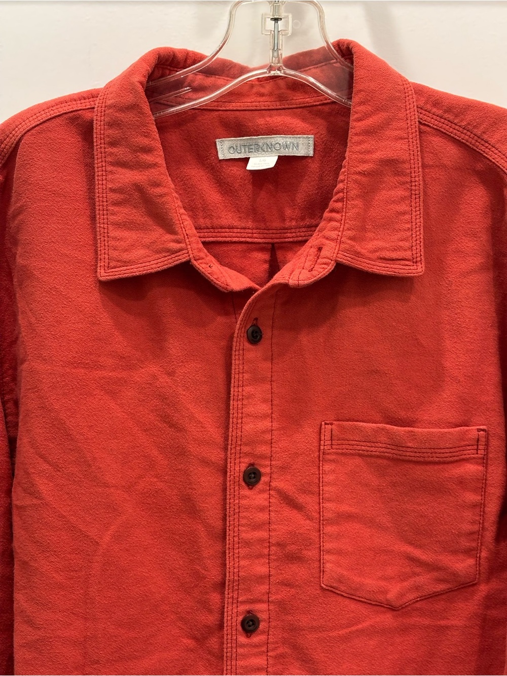 Outerknown Men’s Red Button-Front 100% Organic Cotton Shirt Jacket - Picture 2 of 6